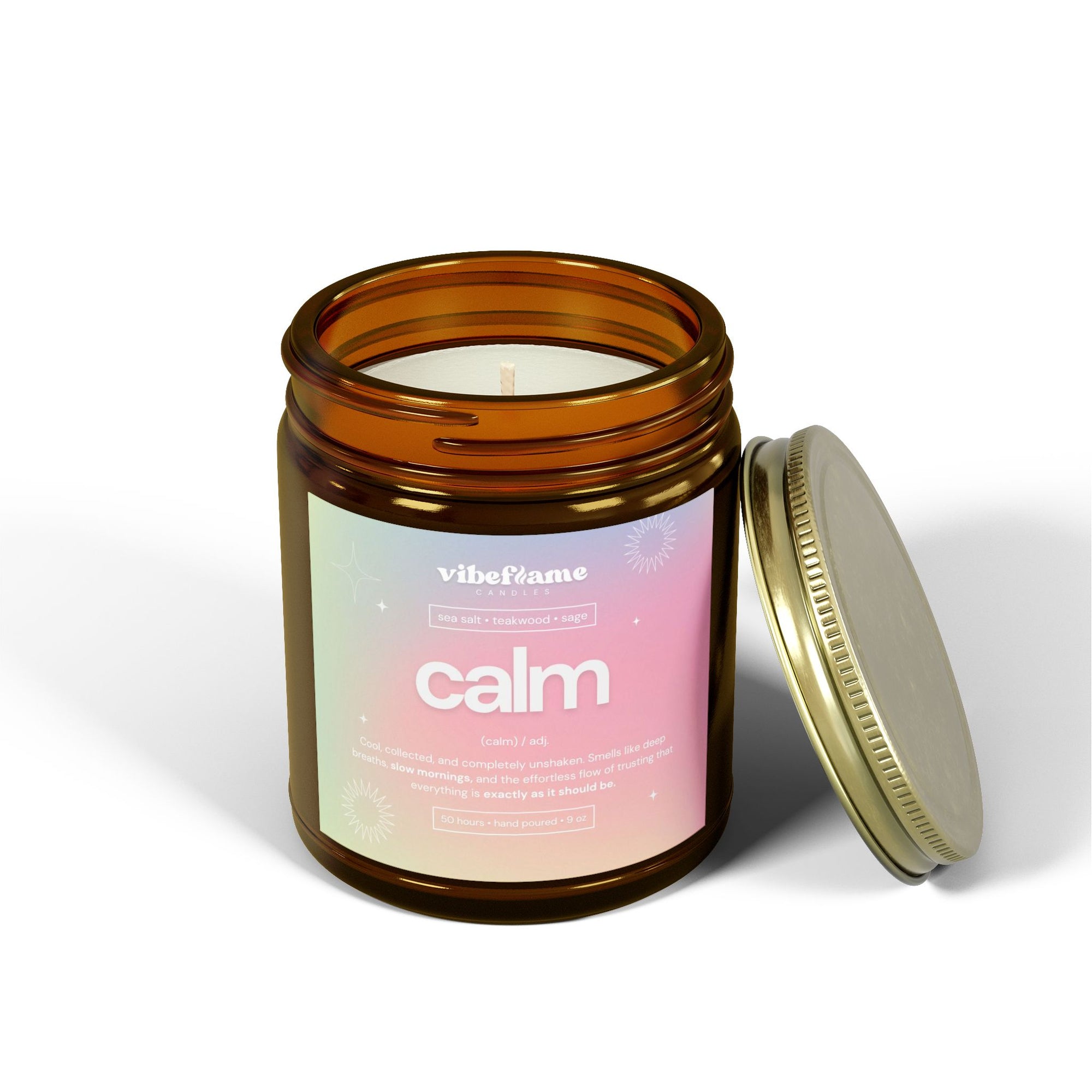 Vibeflame Scented Mood Candle - Handpoured Coconut Apricot Wax - Calm - Amber