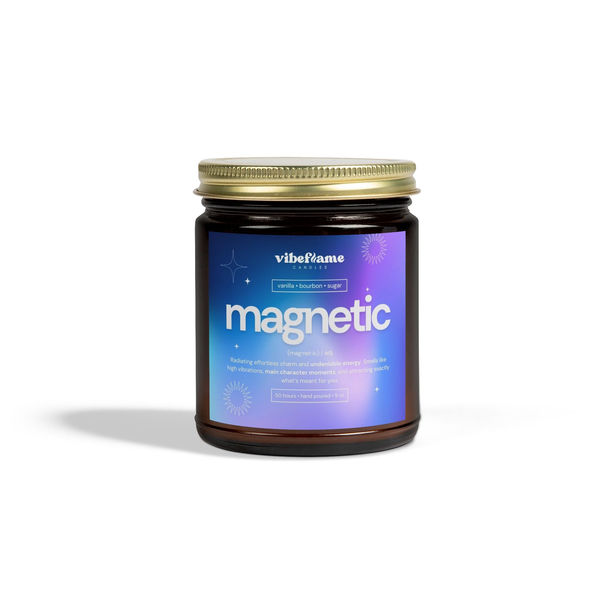 Vibeflame Scented Mood Candle - Handpoured Coconut Apricot Wax - Magnetic - Amber