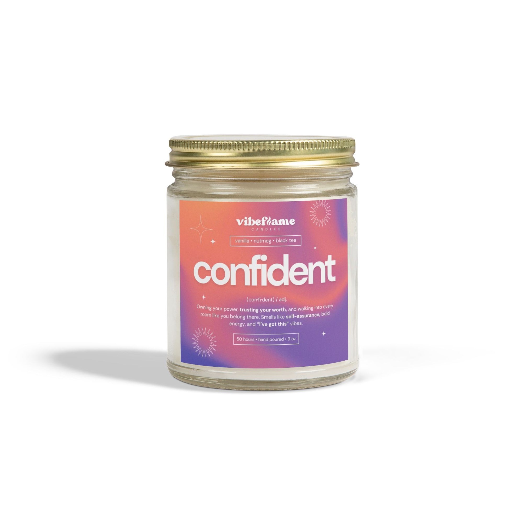 Vibeflame Scented Mood Candle - Handpoured Coconut Apricot Wax - Confident - Clear