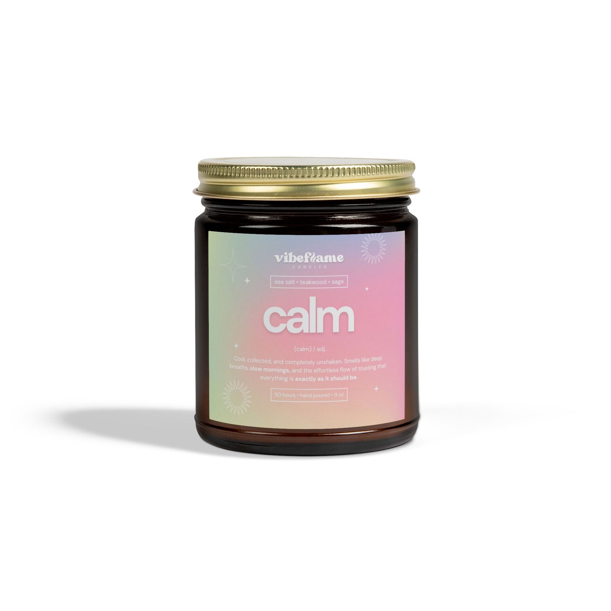 Vibeflame Scented Mood Candle - Handpoured Coconut Apricot Wax - Calm - Amber