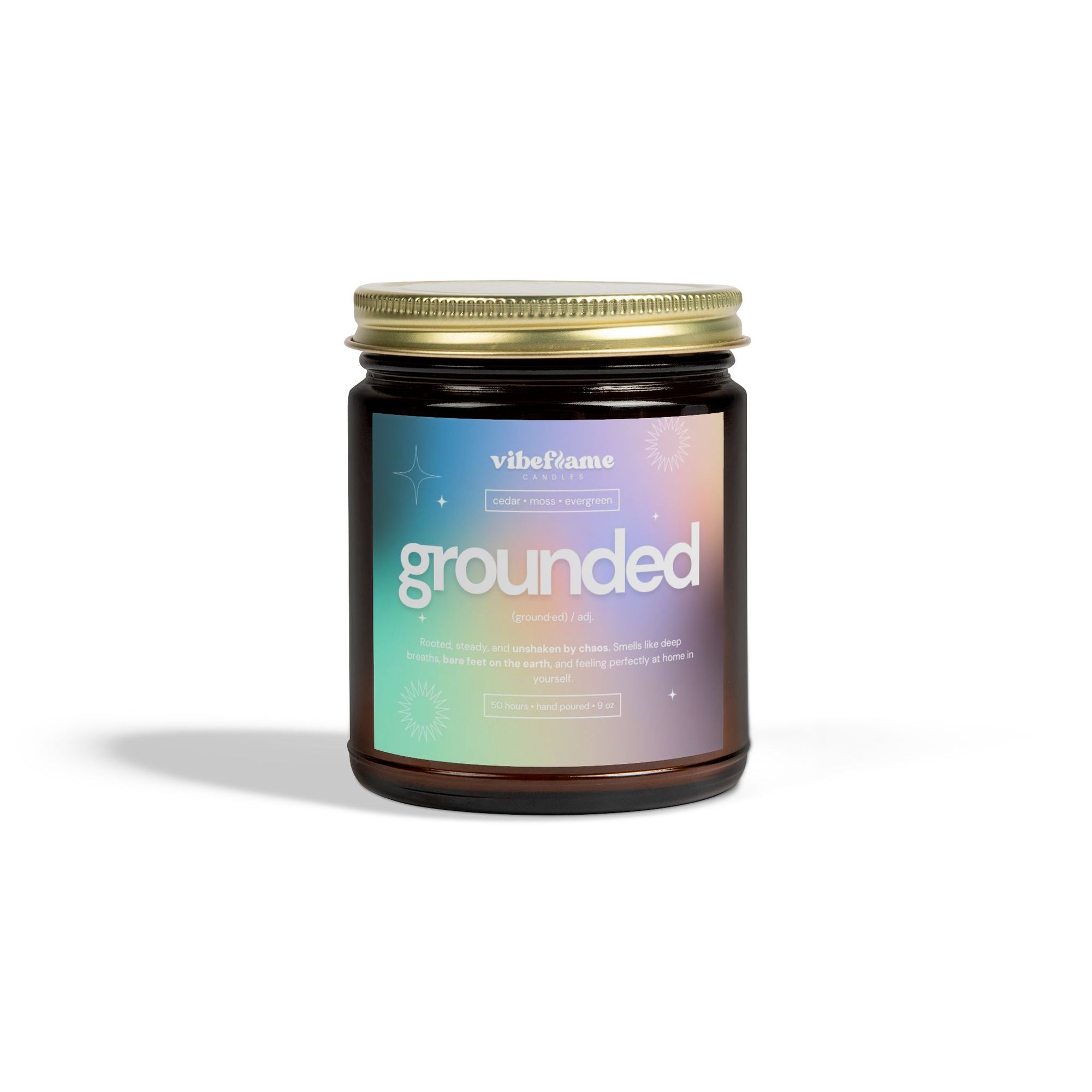 Vibeflame Scented Mood Candle - Handpoured Coconut Apricot Wax - Grounded - Clear