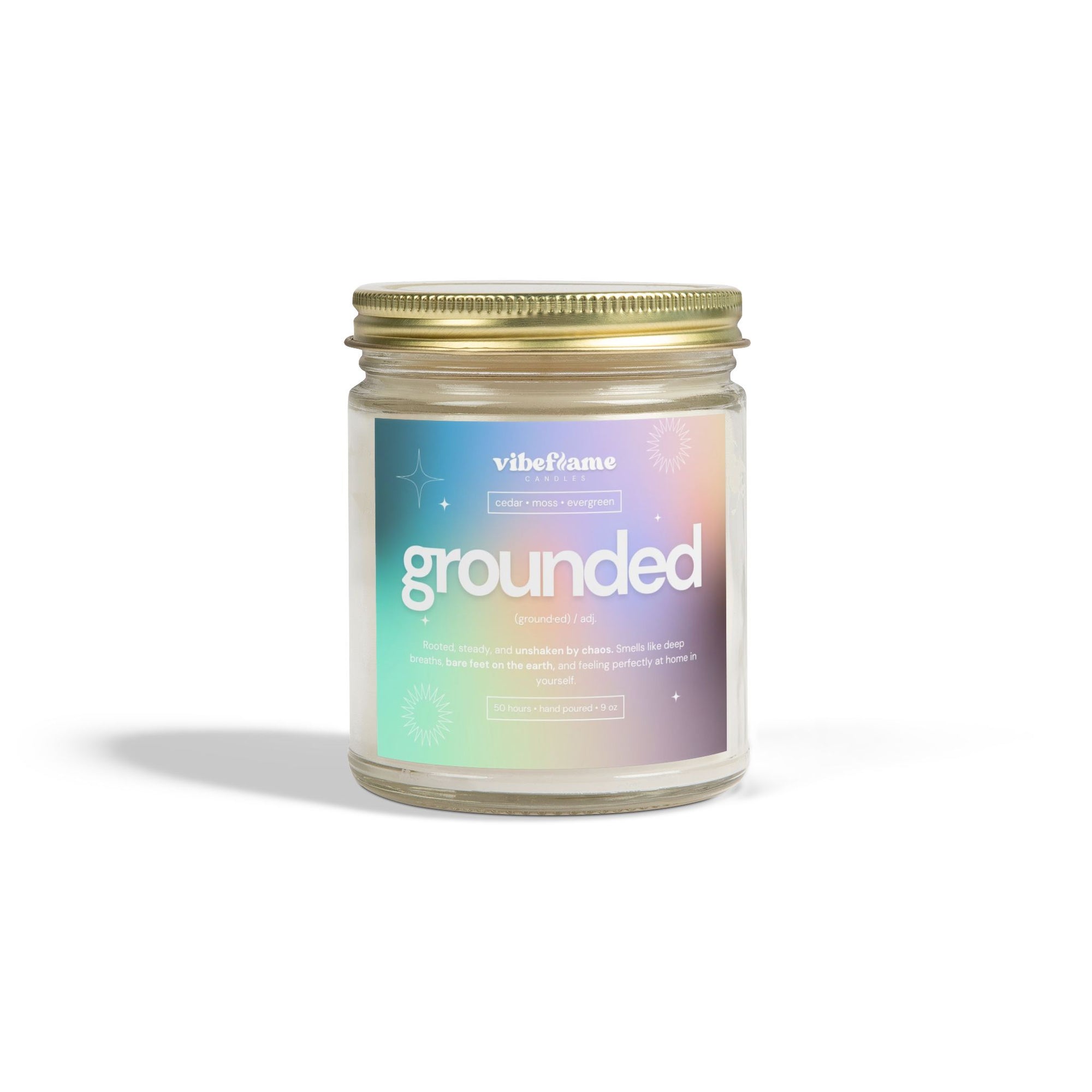 Vibeflame Scented Mood Candle - Handpoured Coconut Apricot Wax - Grounded - Clear