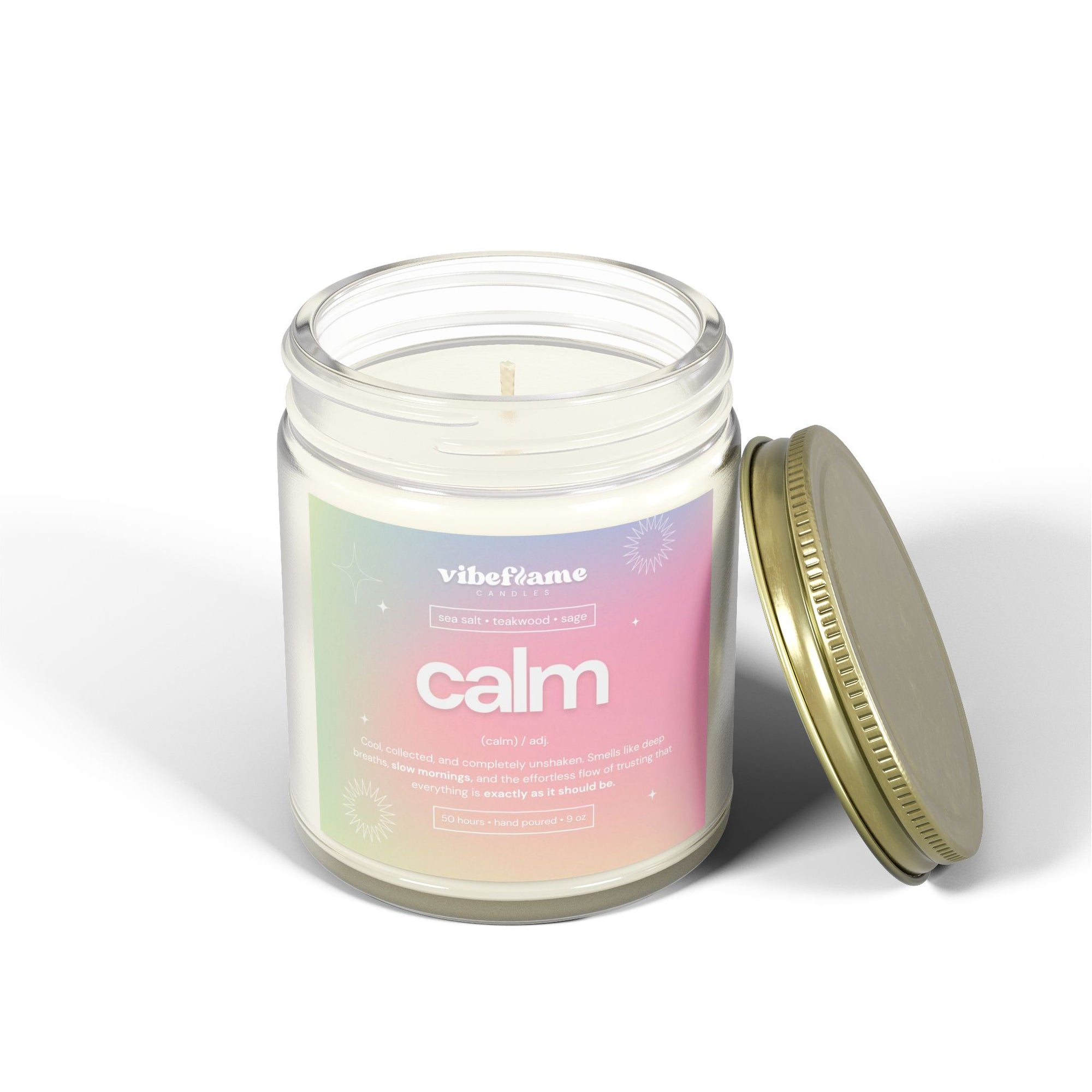 Vibeflame Scented Mood Candle - Handpoured Coconut Apricot Wax - Calm - Clear
