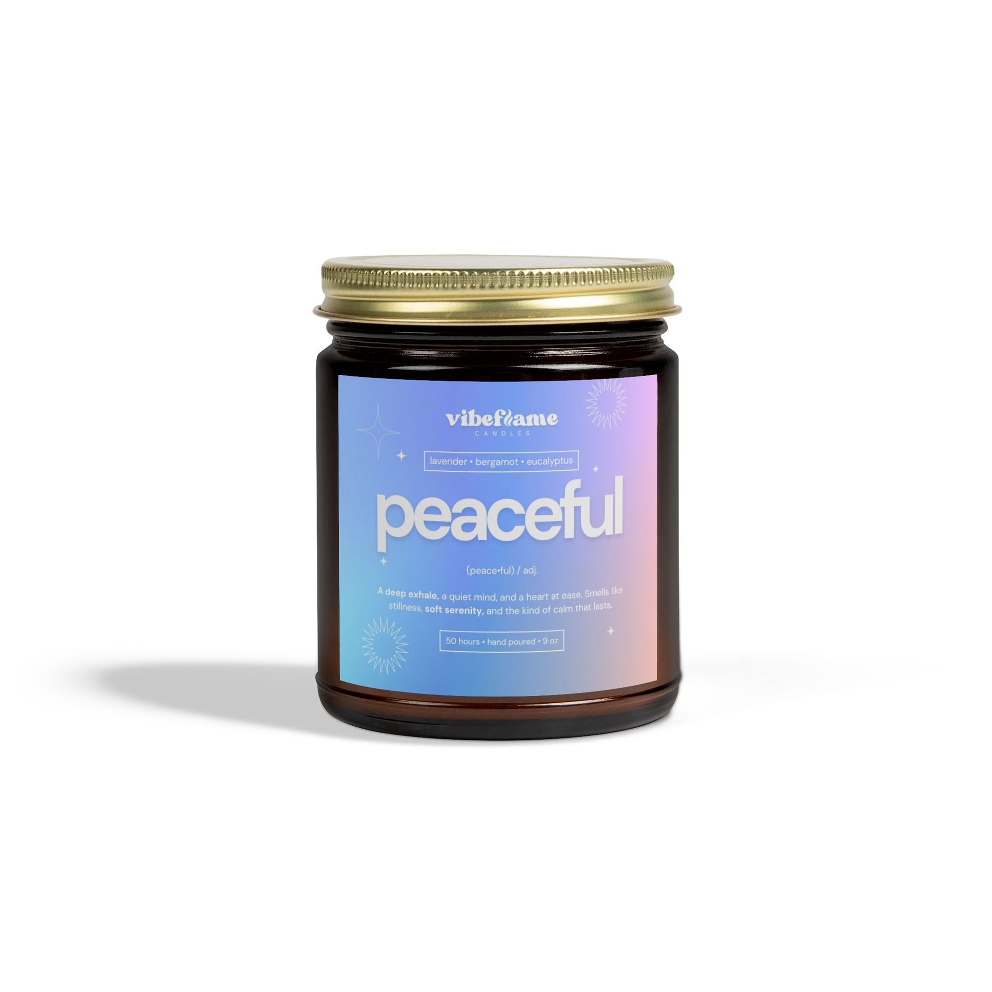 Vibeflame Scented Mood Candle - Handpoured Coconut Apricot Wax - Peaceful - Amber