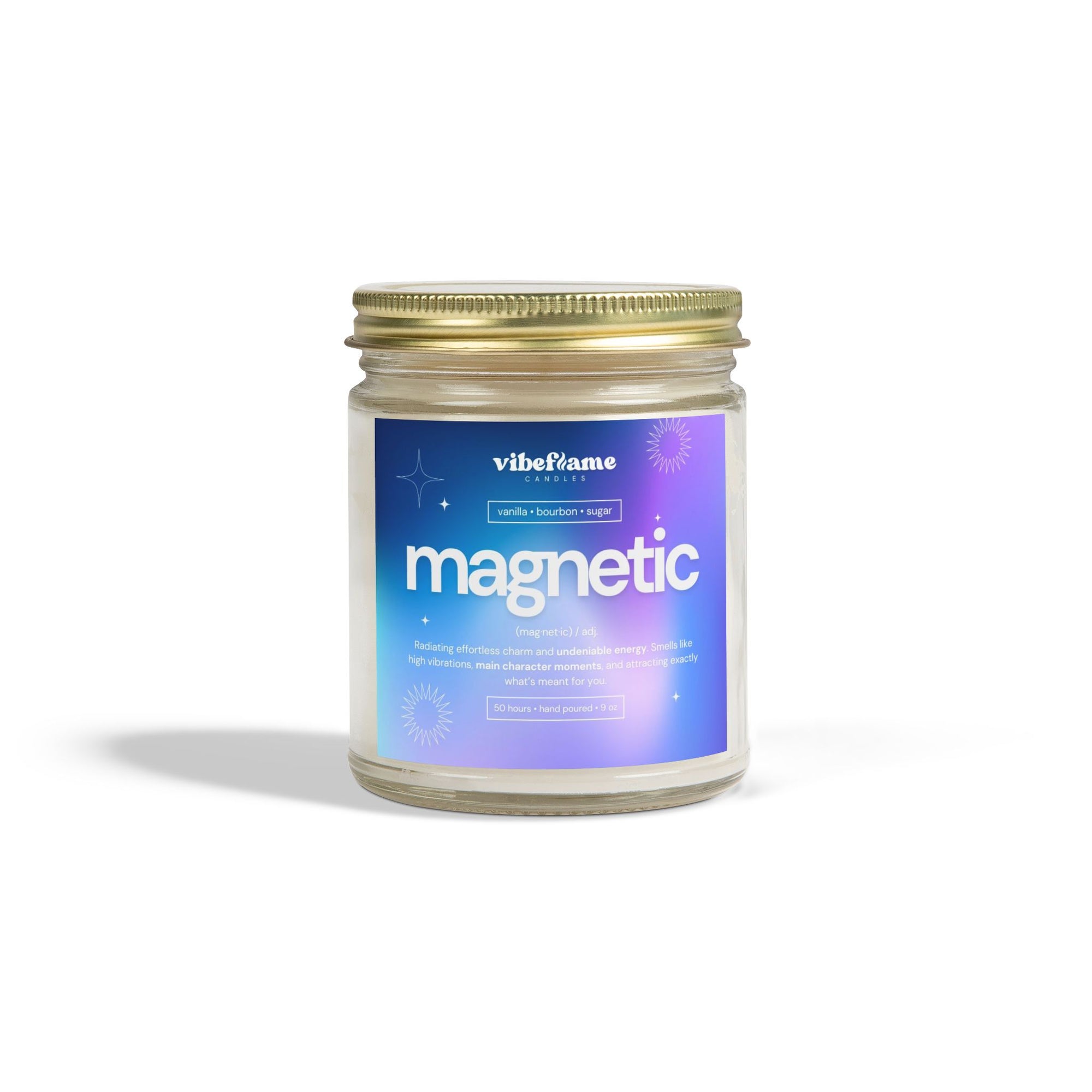 Vibeflame Scented Mood Candle - Handpoured Coconut Apricot Wax - Magnetic - Clear